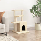 Rascador para gatos con postes de sisal color crema 83,5 cm