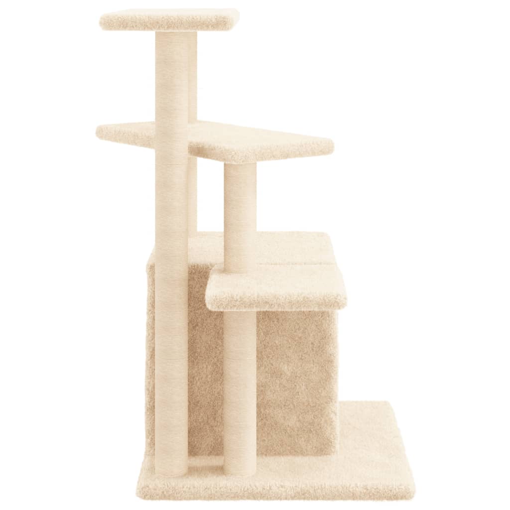 Rascador para gatos con postes de sisal color crema 83,5 cm