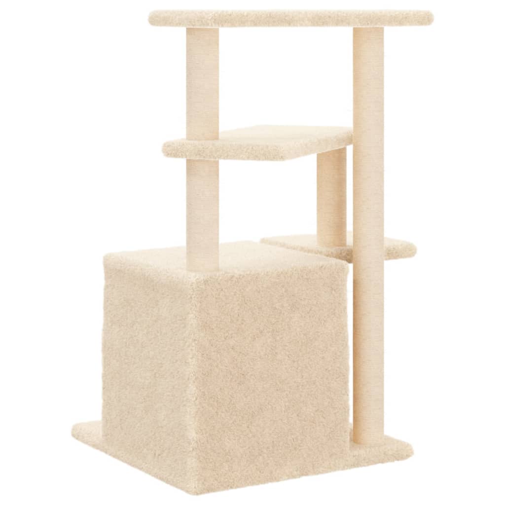 Rascador para gatos con postes de sisal color crema 83,5 cm