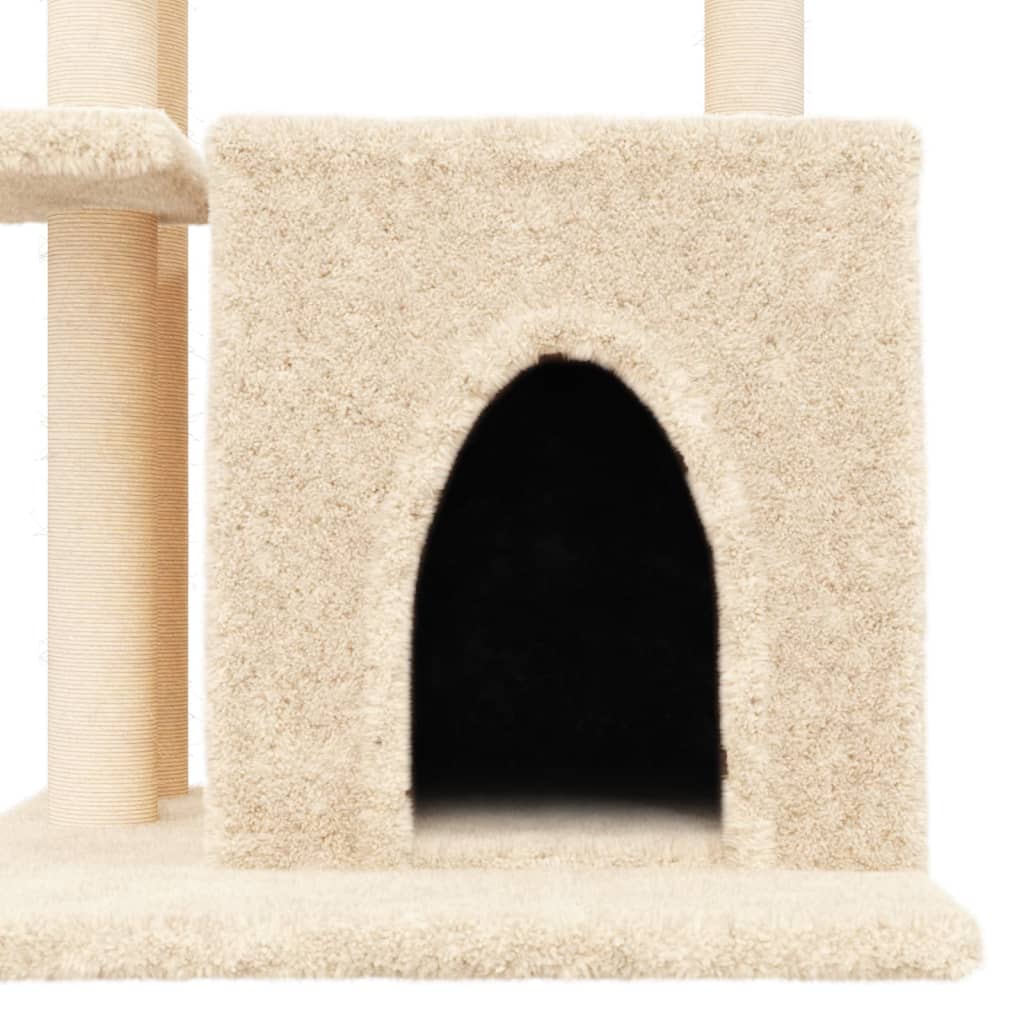 Rascador para gatos con postes de sisal color crema 83,5 cm