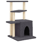 Rascador para gatos con postes de sisal gris oscuro 83,5 cm