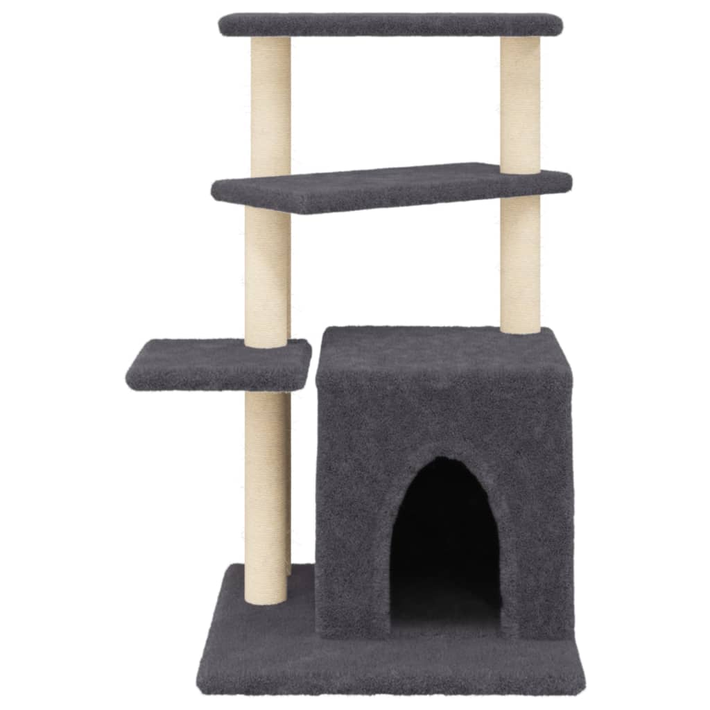 Rascador para gatos con postes de sisal gris oscuro 83,5 cm