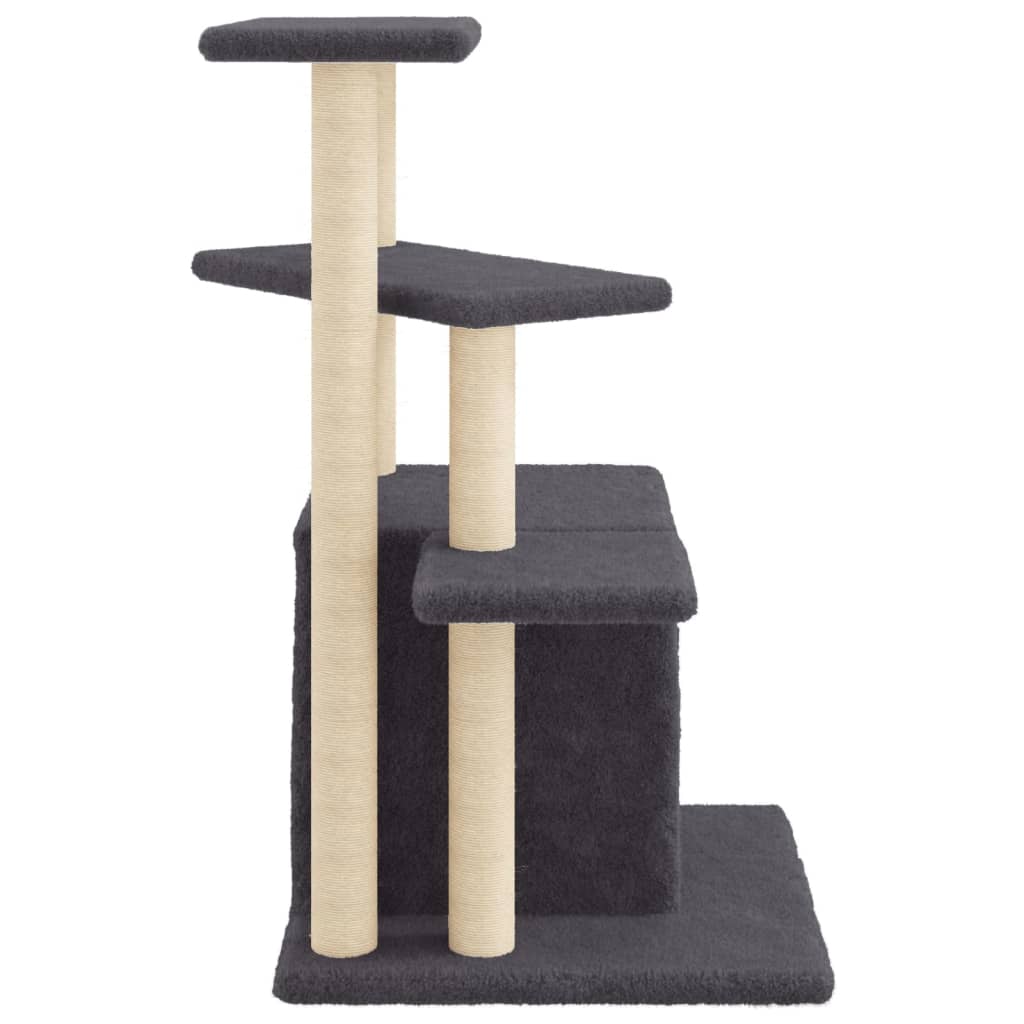 Rascador para gatos con postes de sisal gris oscuro 83,5 cm