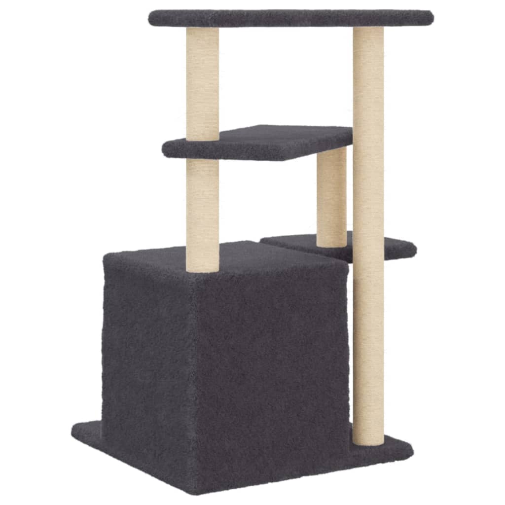 Rascador para gatos con postes de sisal gris oscuro 83,5 cm