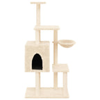 Rascador para gatos con postes de sisal crema 131 cm