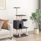 Rascador para gatos con postes de sisal gris oscuro 131 cm