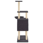 Rascador para gatos con postes de sisal gris oscuro 131 cm