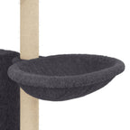 Rascador para gatos con postes de sisal gris oscuro 131 cm