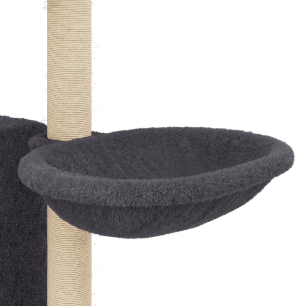 Rascador para gatos con postes de sisal gris oscuro 131 cm