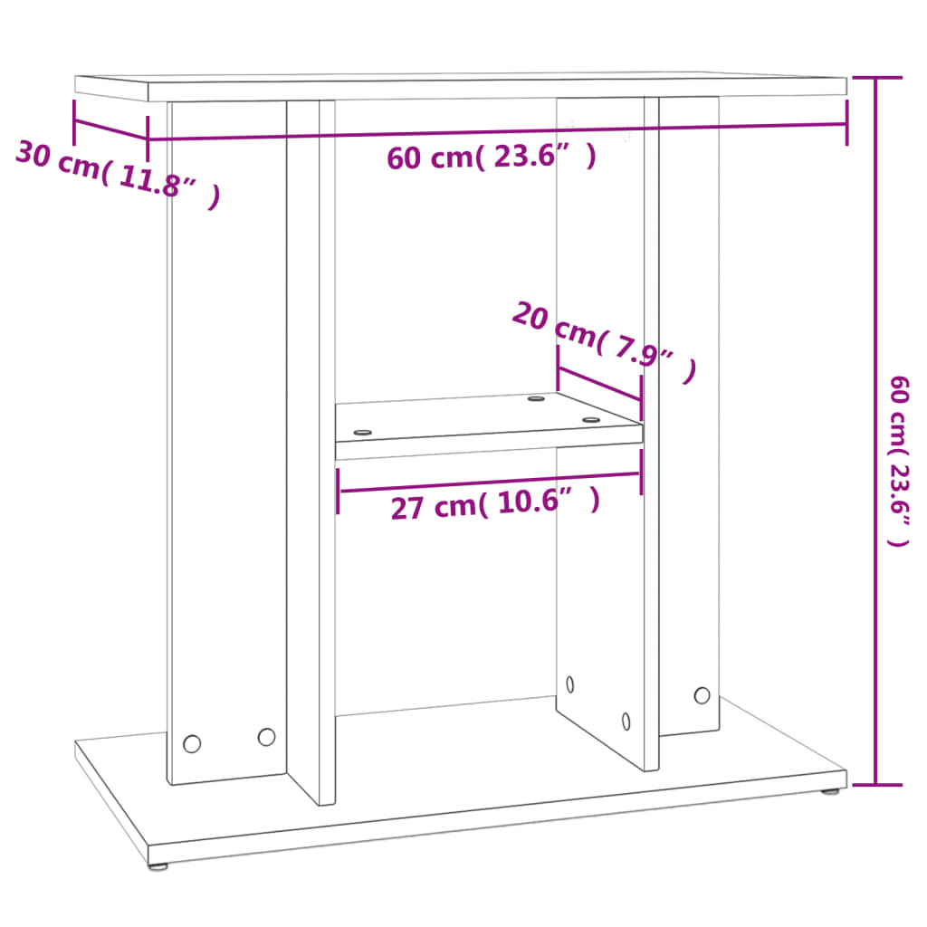 Soporte para acuario de hormigón gris 60x30x60 cm de madera sintética