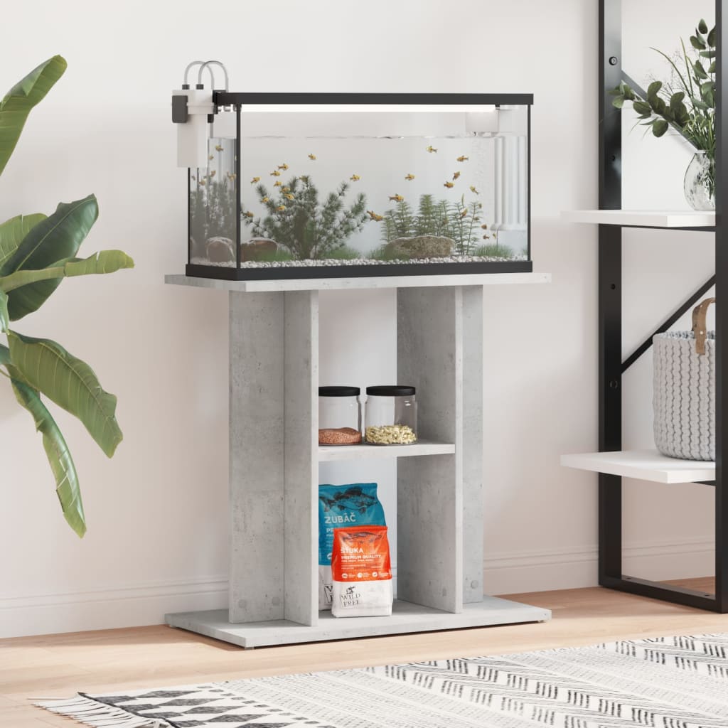 Soporte para acuario de hormigón gris 60x30x60 cm de madera sintética
