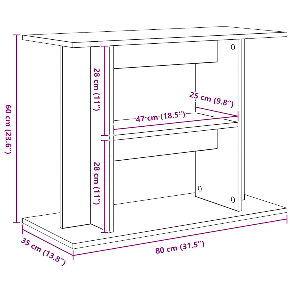 Soporte para acuario madera de ingeniería negro 80x35x60 cm