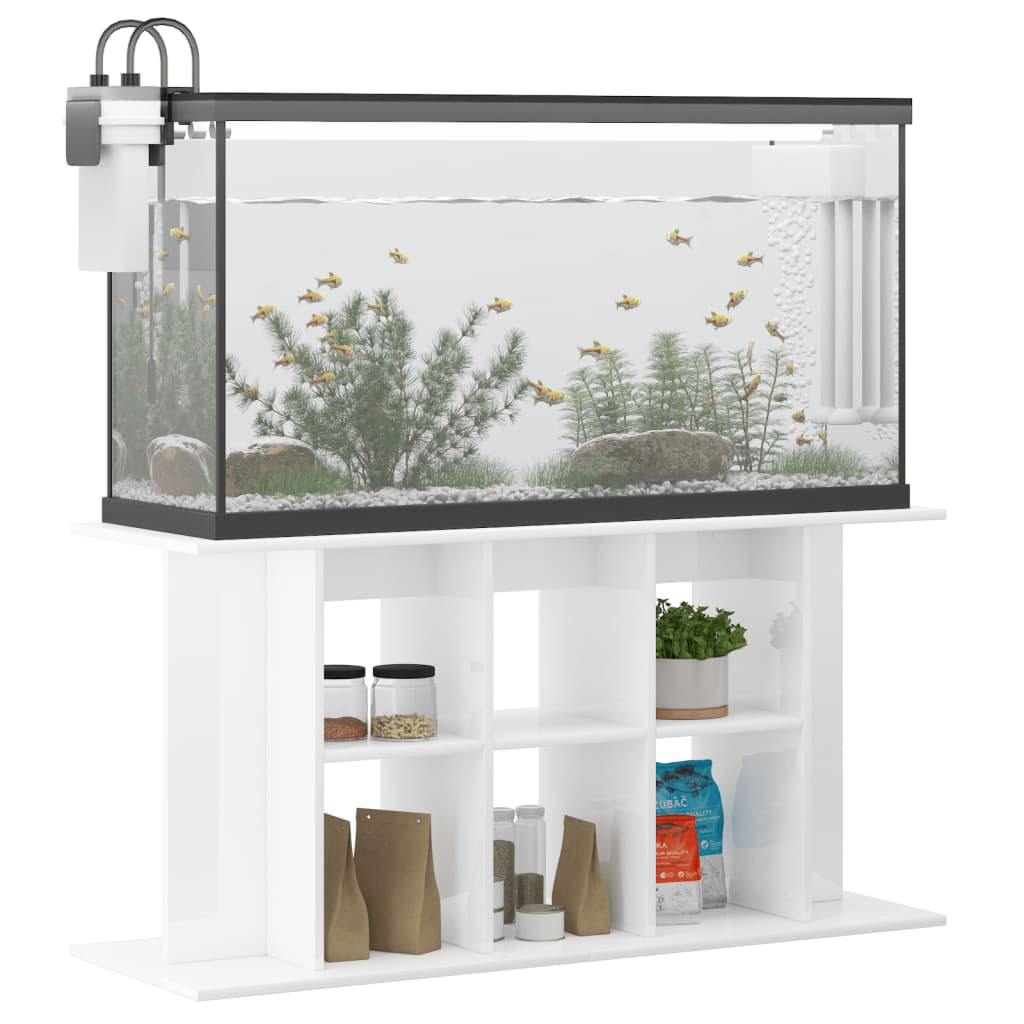 Soporte de acuario madera ingeniería blanco brillo 120x40x60 cm