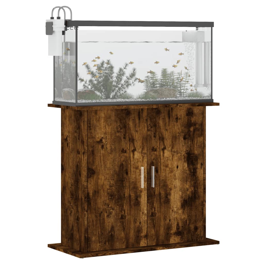Soporte de acuario madera ingeniería roble ahumado 81x36x73 cm