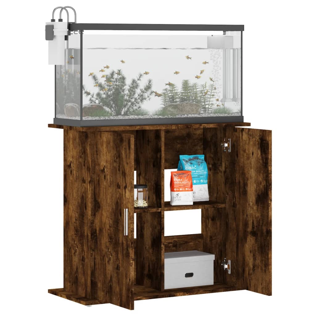 Soporte de acuario madera ingeniería roble ahumado 81x36x73 cm