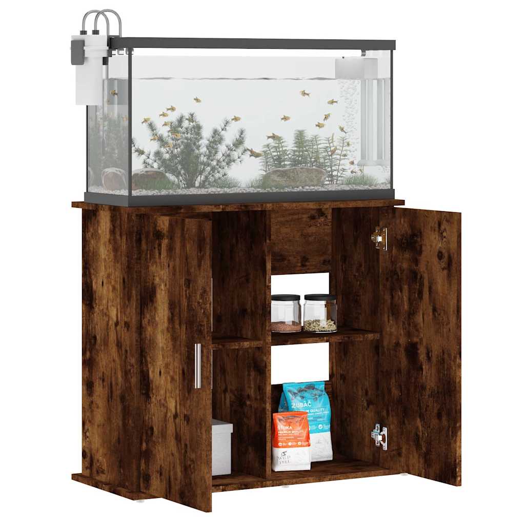 Soporte de acuario madera ingeniería roble ahumado 81x36x73 cm