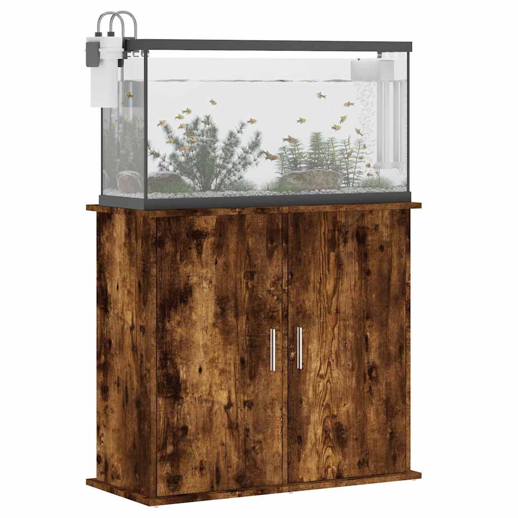 Soporte de acuario madera ingeniería roble ahumado 81x36x73 cm