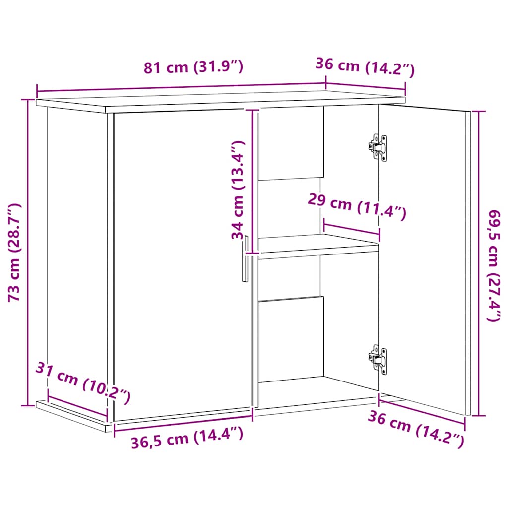 Soporte de acuario madera ingeniería roble ahumado 81x36x73 cm