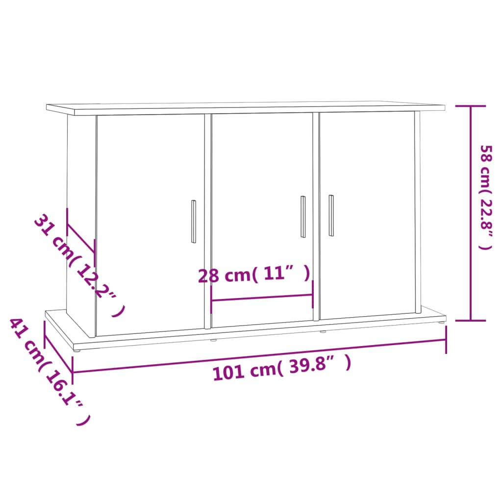 Soporte para acuario madera ingeniería gris Sonoma 101x41x58 cm