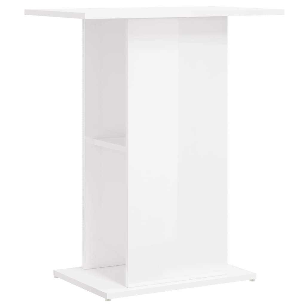 Soporte acuario madera ingeniería blanco brillo 60,5x36x72,5 cm