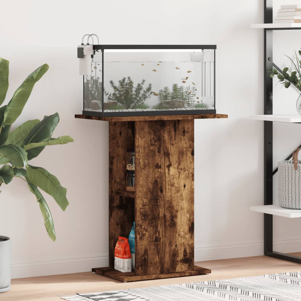 Soporte acuario madera ingeniería roble ahumado 60,5x36x72,5 cm