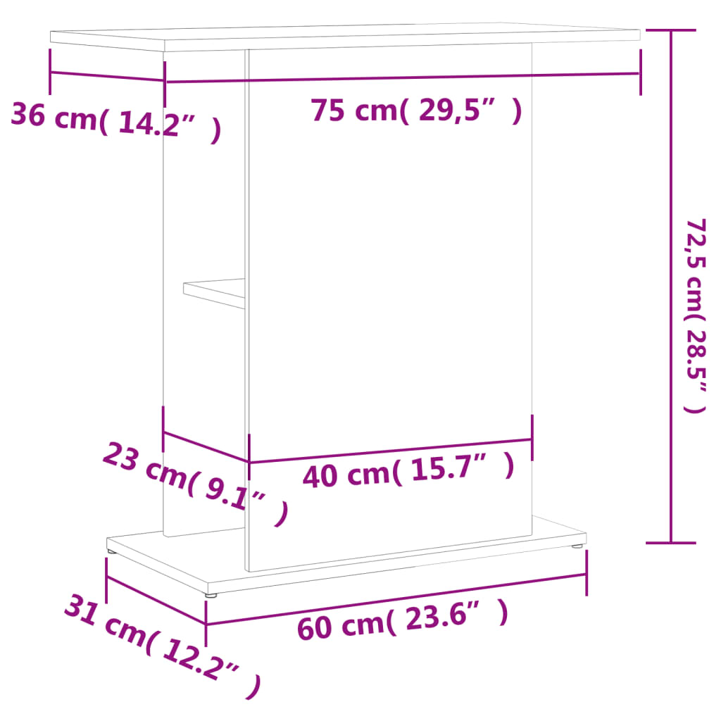 Soporte para acuario blanco 75x36x72,5 cm madera de ingeniería
