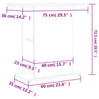Soporte de acuario madera ingeniería gris Sonoma 75x36x72,5 cm