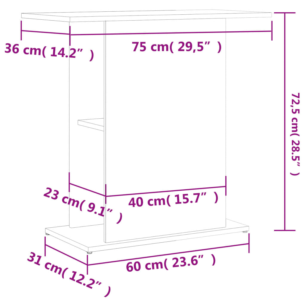Soporte de acuario madera ingeniería gris Sonoma 75x36x72,5 cm
