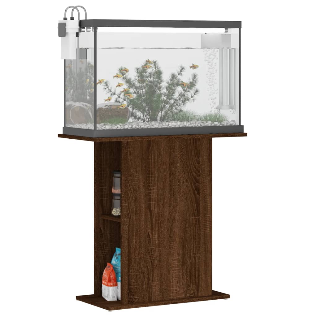 Soporte de acuario madera ingeniería marrón roble 75x36x72,5 cm