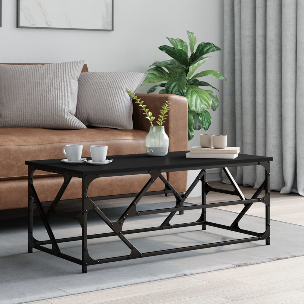 Mesa centro madera ingeniería y hierro gris Sonoma 80x80x45 cm