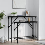 Mesa consola con estante madera ingeniería negra 100x29x75 cm