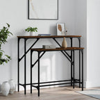 Mesa consola con estante madera ingeniería negra 100x29x75 cm