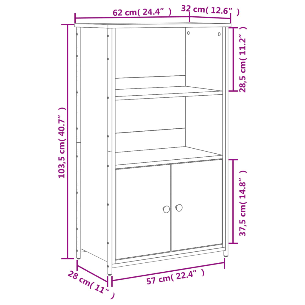 Aparador alto madera de ingeniería marrón roble 62x32x103,5 cm