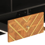 Mueble de TV madera maciza mango marrón y negro 100x33,5x46 cm