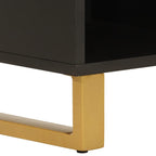 Mueble de TV madera maciza mango marrón y negro 100x33,5x46 cm