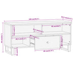Mueble de TV madera maciza mango marrón y negro 100x33,5x46 cm