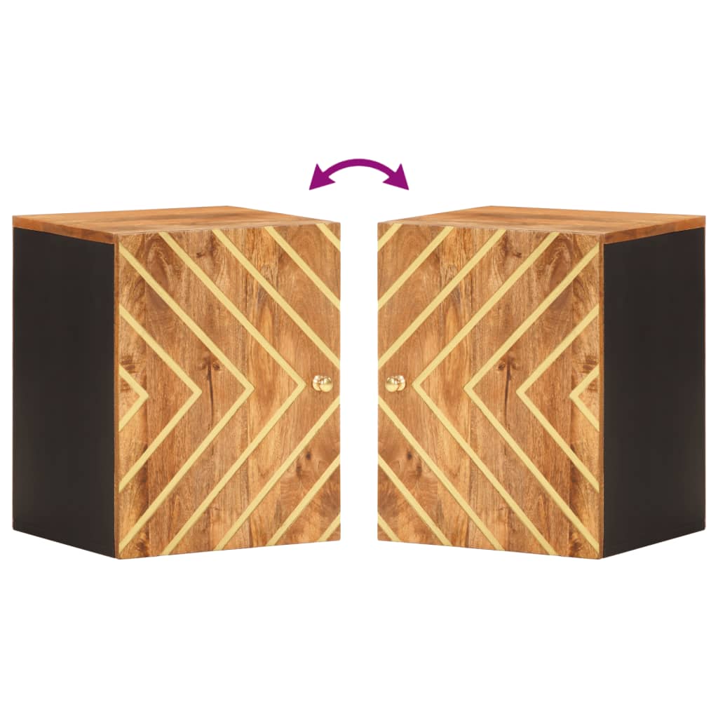 Mueble de baño de pared madera maciza mango marrón y negro