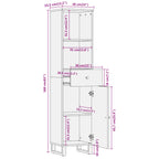 Mueble de baño madera maciza mango marrón negro 38x33,5x160 cm