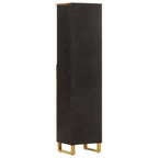 Mueble de baño madera maciza mango marrón negro 38x33,5x160 cm
