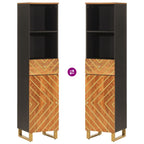 Mueble de baño madera maciza mango marrón negro 38x33,5x160 cm
