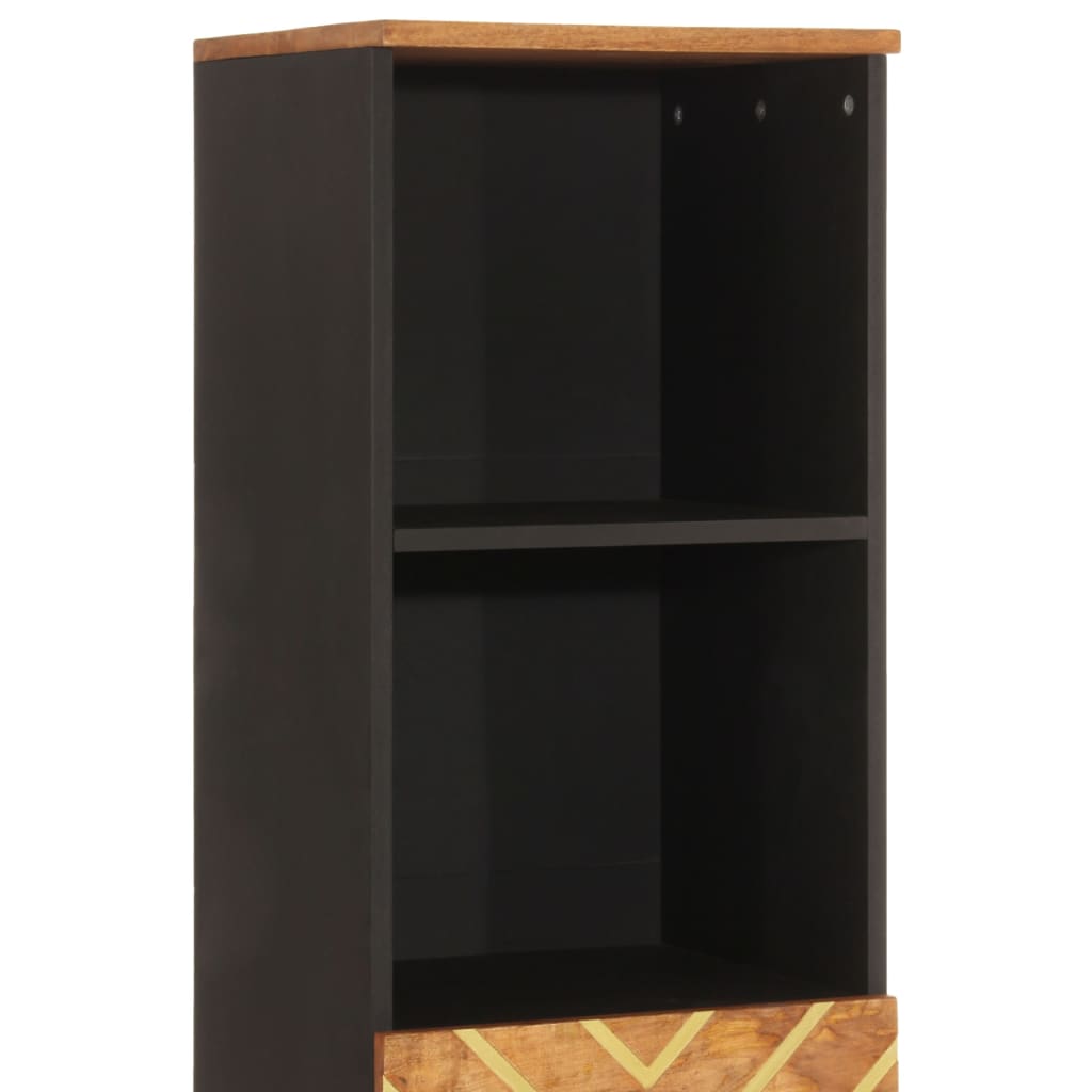 Mueble de baño madera maciza mango marrón negro 38x33,5x160 cm