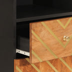 Mueble de baño madera maciza mango marrón negro 38x33,5x160 cm