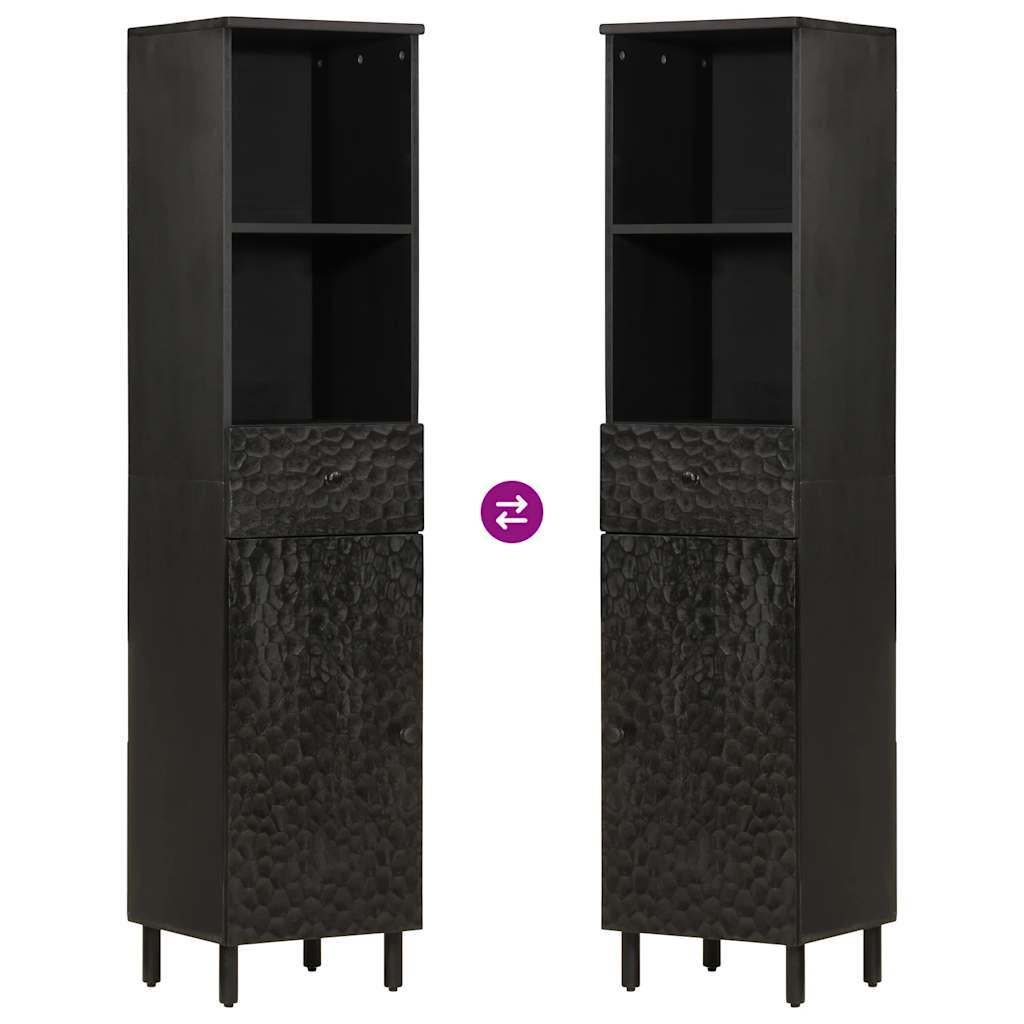 Mueble de baño de madera maciza de mango negro 38x33x160 cm
