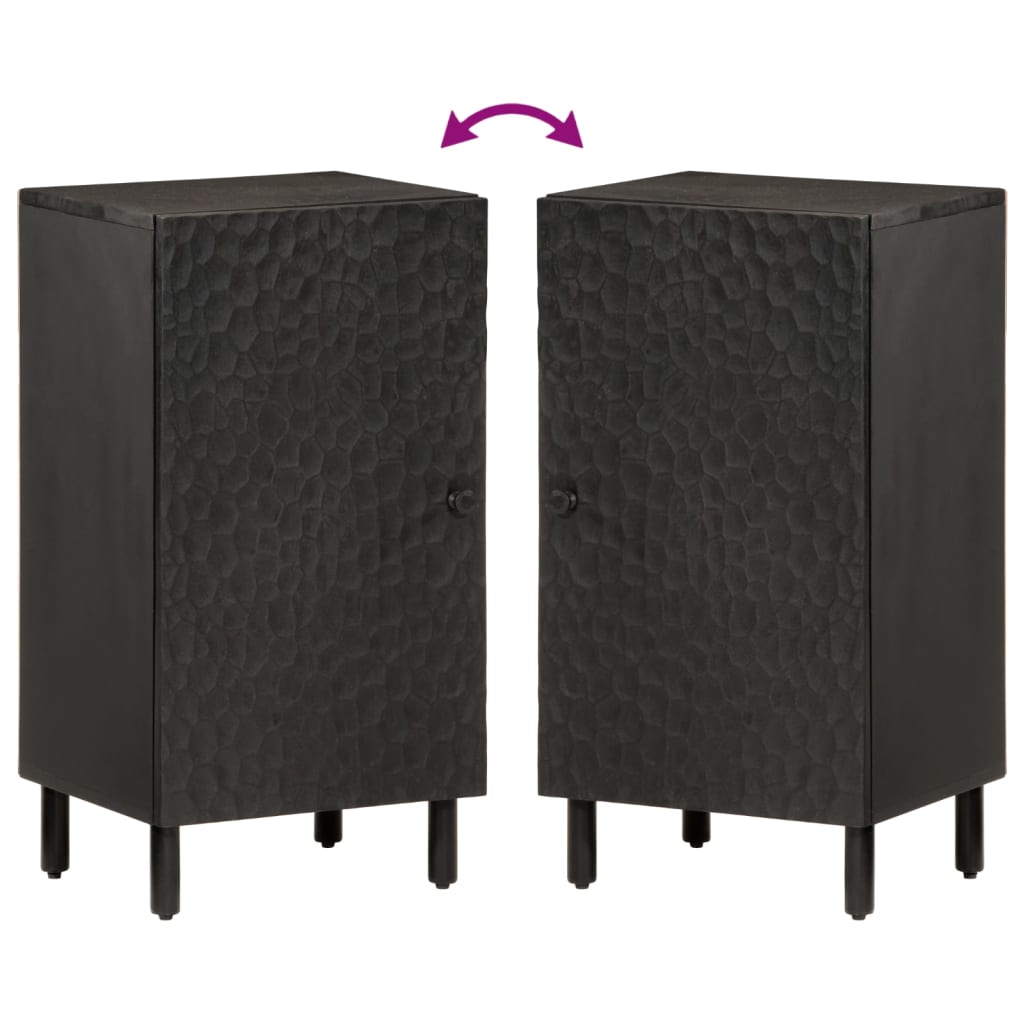 Aparador madera maciza de mango negro 40x33x75 cm