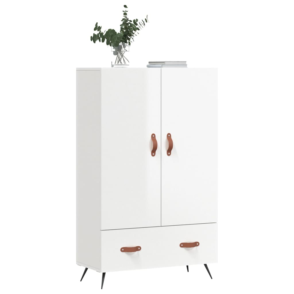 Aparador alto madera de ingeniería blanco brillo 69,5x31x115 cm
