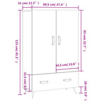 Aparador alto madera de ingeniería gris hormigón 69,5x31x115 cm