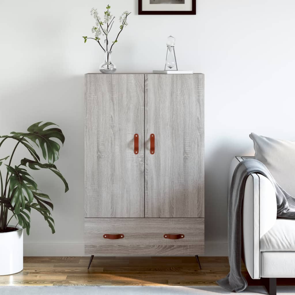 Aparador alto madera de ingeniería gris Sonoma 62x32x103,5 cm
