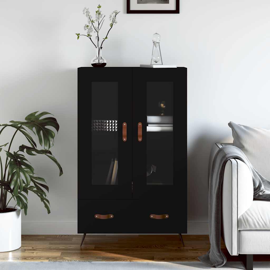 Aparador alto madera de ingeniería negro 62x32x103,5 cm