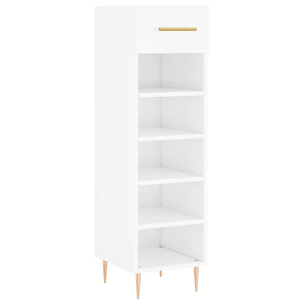 Zapatero madera contrachapada blanco brillo 30x35x105 cm