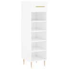 Zapatero madera contrachapada blanco brillo 30x35x105 cm